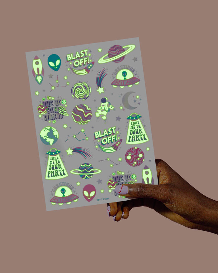 Space Girl Glo Tats - 46 temporary tattoos