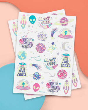 Space Girl Glo Tats - 46 temporary tattoos