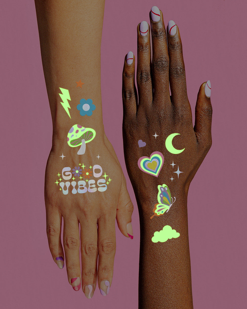 Rave Girl Glo Tats - 82 foil temporary tattoos