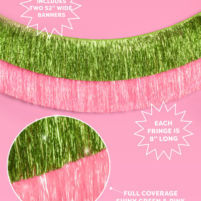 Emerald City Pack - pink + green fringe banners