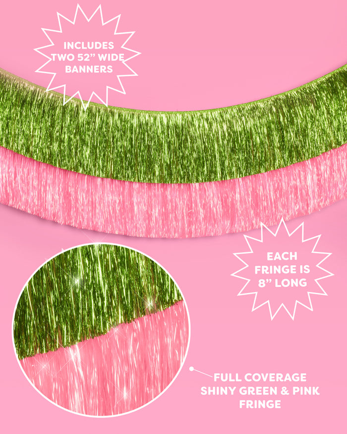 Emerald City Pack - pink + green fringe banners