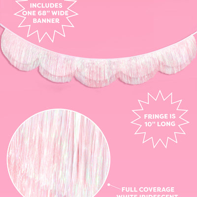 Iridescent Scallop Fringe - layered tinsel banner