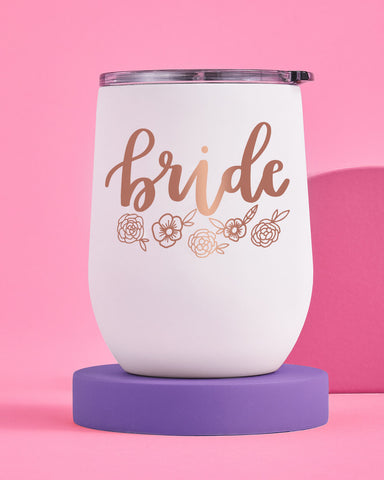 Classic Bride Tumbler - white + rose gold tumbler