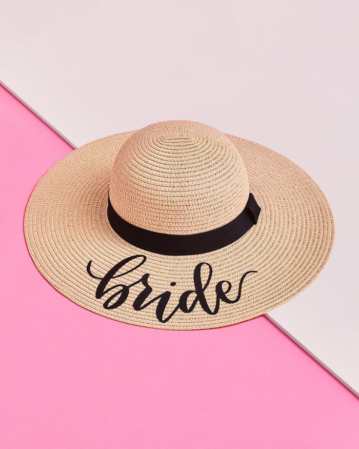 Poolside Bride Hat - tan + black sun hat