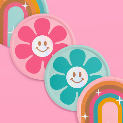 Totally Groovy Plates - 24 foil paper plates