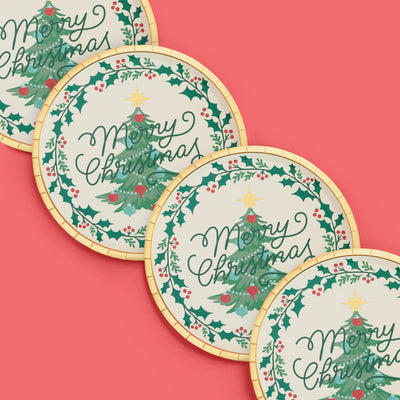 Merry Christmas Plates - 25 foil paper plates