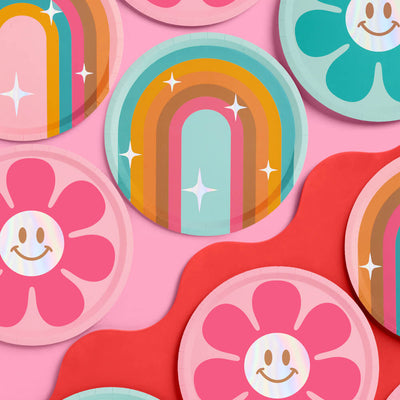 Totally Groovy Plates - 24 foil paper plates