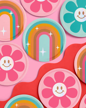 Totally Groovy Plates - 24 foil paper plates