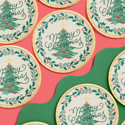 Merry Christmas Plates - 25 foil paper plates