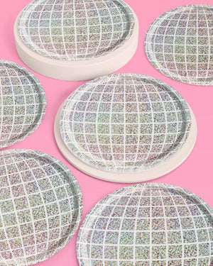 Shimmer Disco Plates - 25 foil paper plates