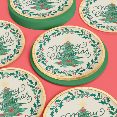 Merry Christmas Plates - 25 foil paper plates