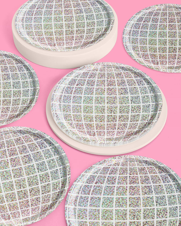 Shimmer Disco Plates - 25 foil paper plates