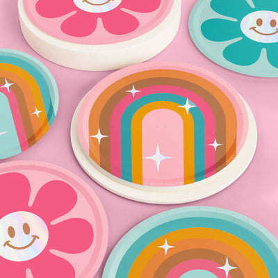 Totally Groovy Plates - 24 foil paper plates