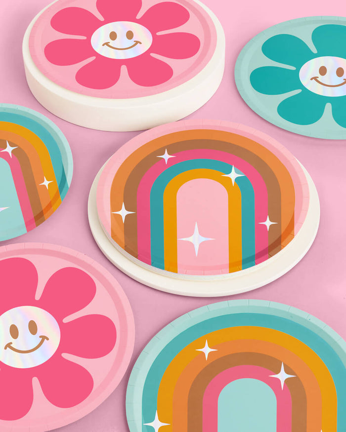 Totally Groovy Plates - 24 foil paper plates