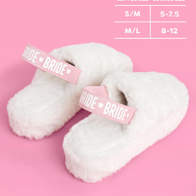 Bride 2 Be Slippers - white fur slippers