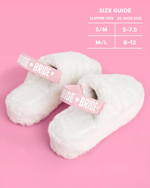 Bride 2 Be Slippers - white fur slippers