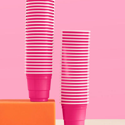 That's Hot Shots - 50 hot pink plastic cups