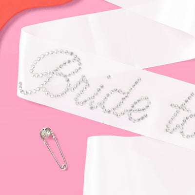 That Bride Sash - white silk + rhinestones