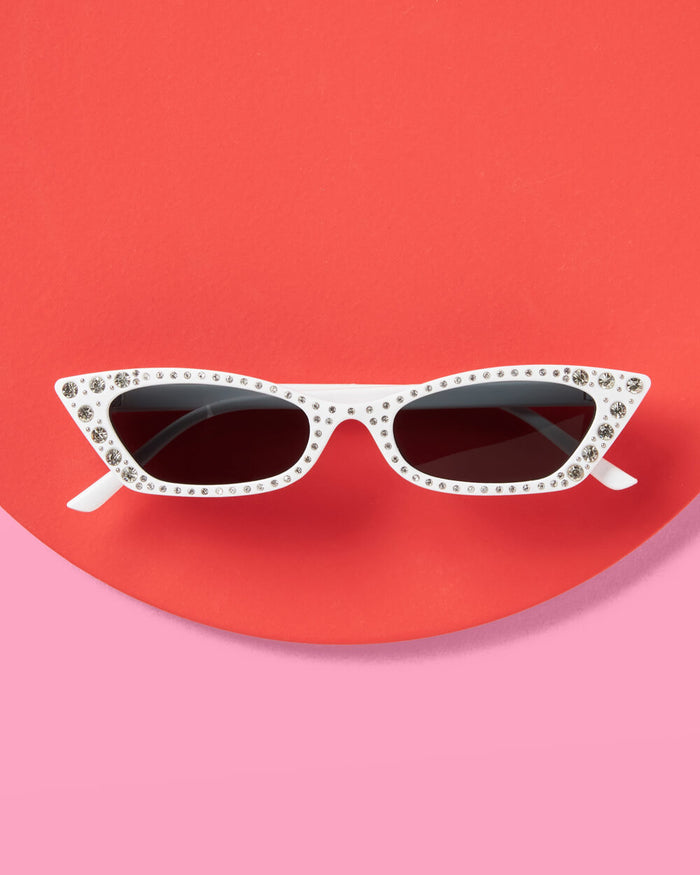 White Baddie Shades - bedazzled sunglasses