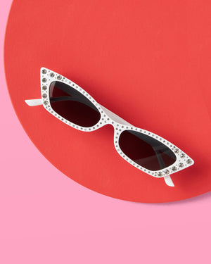 White Baddie Shades - bedazzled sunglasses