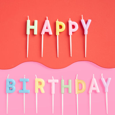 Happy Birthday Candles - 2" pastel wax letters
