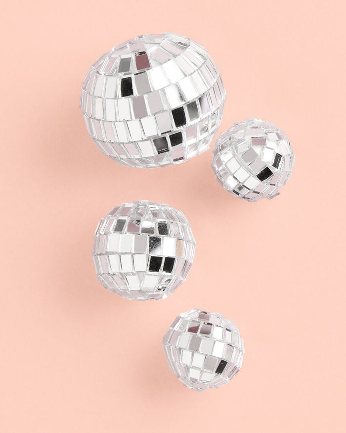 Pink Disco Topper - 4 disco ball cake toppers