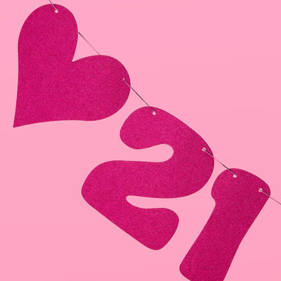 21 Forever Banner - hot pink glitter banner
