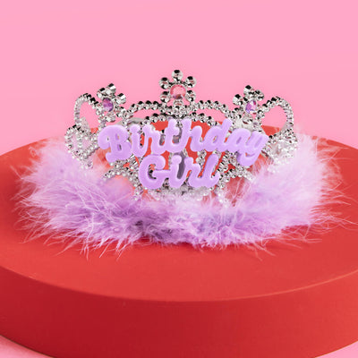 Birthday Girl Tiara - acrylic, sparkles + fur