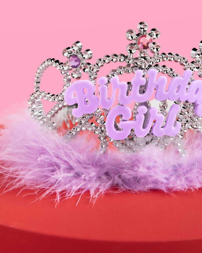 Birthday Girl Tiara - acrylic, sparkles + fur