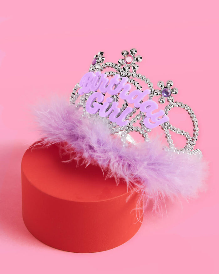 Birthday Girl Tiara - acrylic, sparkles + fur