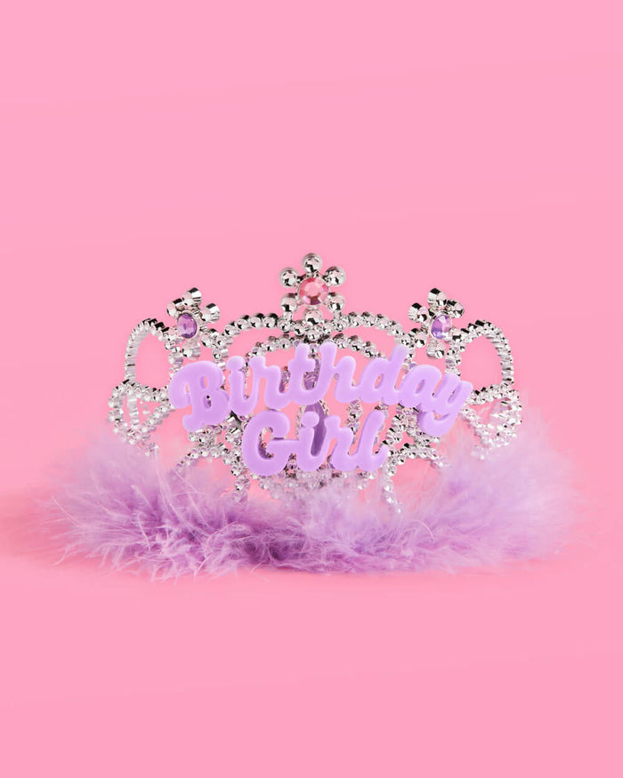 Birthday Girl Tiara - acrylic, sparkles + fur