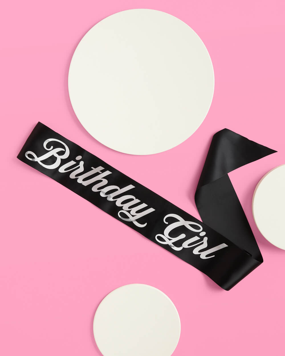 Birthday Girl Sash - black silk + silver foil