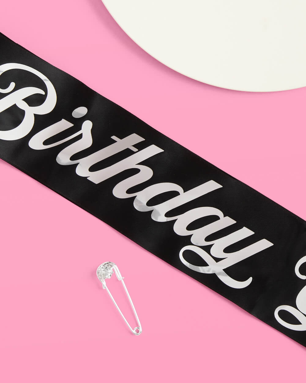 Birthday Girl Sash - black silk + silver foil