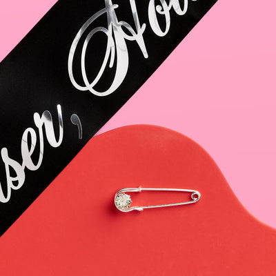 Older Wiser Hotter Sash - black silk + silver foil