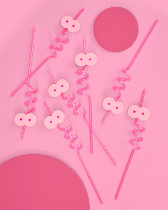 Breast In Show Straws - 12 reusable straws