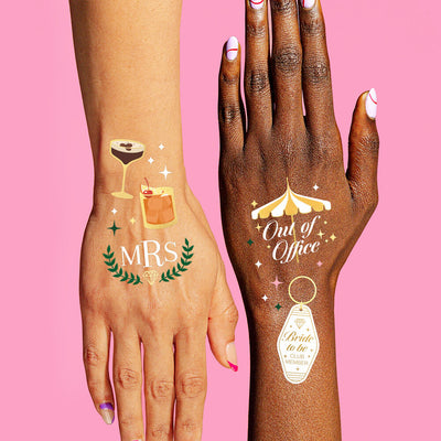Fancy Bride Tats - 48 foil temporary tattoos
