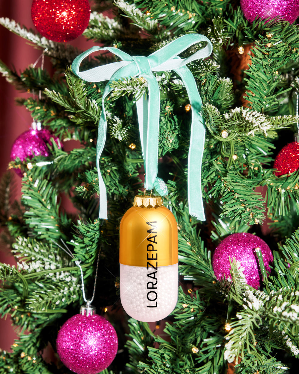 Lorazepam Ornament - gold and clear ornament