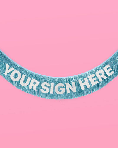 Aquamarine Fringe - blue foil banner