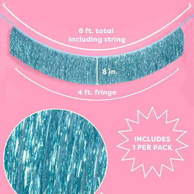 Aquamarine Fringe - blue foil banner