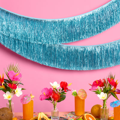 Aquamarine Fringe - blue foil banner
