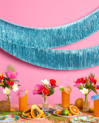 Aquamarine Fringe - blue foil banner