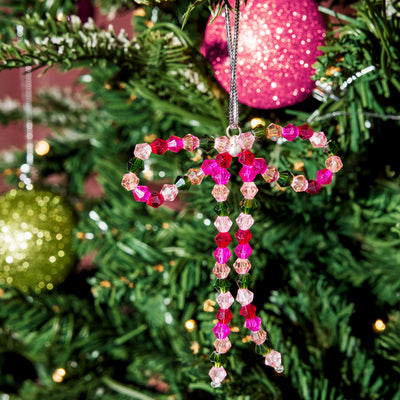 Beaded Bow Ornament Set - 6 beaded bows