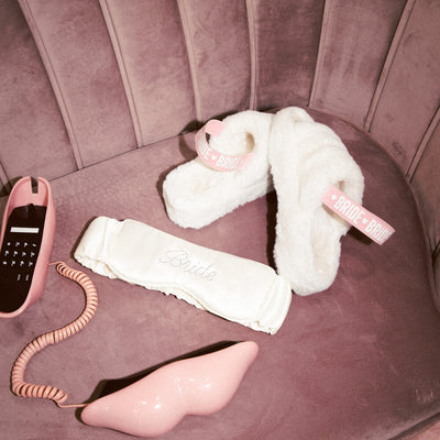 Bride 2 Be Slippers - white fur slippers