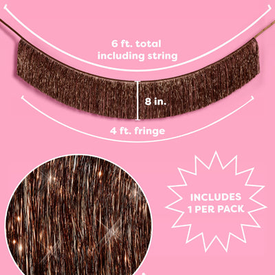 Espresso Fringe Banner - brown metallic fringe