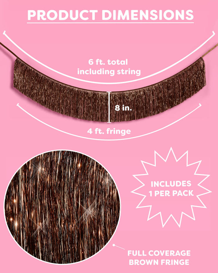 Espresso Fringe Banner - brown metallic fringe