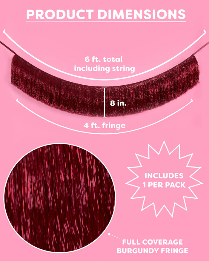 Merlot Fringe - maroon fringe banner