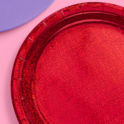 Red Shimmer Plates - 25 paper plates
