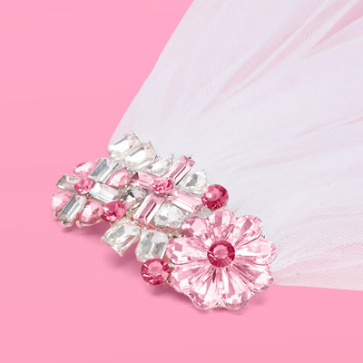 Crystal Bouquet Veil - flower crystal veil