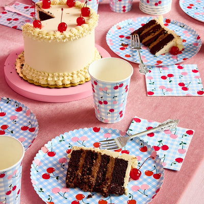 Cherry Tableware Bundle - paper plates, cups + napkins