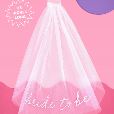 Bride To Be Veil - white embroidered veil